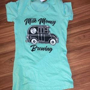 NWOT Milk Money Brewing Mint Colored Womens Brewery tshirt Lagrange Illinois